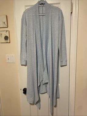 1. State Light Blue Draped Open-Front Longline Cardigan